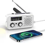 Greeshow Disaster Prevention Radio, Solar, Hand Crank Radio, Flashlight, AM/FM/SW Reception, Multi-Functional Radio (FM Frequency 76 Mhz - 108 MHz), Hand Crank, Solar, USB Charging, SOS Alert