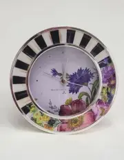 Mackenzie Childs Flower Market Silver Plated Round Desk Clock