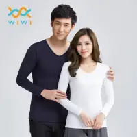 在飛比找momo購物網優惠-【WIWI】【現貨】MIT溫灸刷V領發熱衣 男女款/8色 S