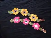 Flower Crochet Dummy Clip 2pk - Pacifier Chain - Soother Holder - Dummie Band