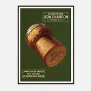 Galrie Léon Chandon Vintage Champagne Poster - Elegant French Art Print for Home Decor, Black Frame, A1 60 x 84cm (23 x 33inch)