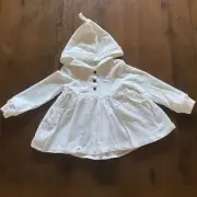 NWT Max Studio Kids Girls Ivory Hooded Fringe Layered Boho Button Pullover Sz 3T