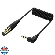 jasavdio 3.5mm to Mini XLR Coiled Cable, 1/8" TRS Plug Right Angle to 4-pin M