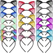 WXJ13 Cat Ears Headbands Reversible sequin headband Cute Cat Headbands Style 1