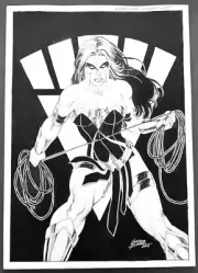 Signed Original Gledson Barreto Blackest Night Wonder Woman Ed Benes Studio
