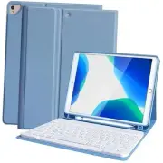 Keyboard Case for iPad 9th/8th/7th Generation 2021/2020/2019, Sky Blue