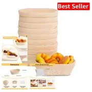Professional Bread Baking Kit: 10 Rattan Proofing Baskets with Scrapers & Liners