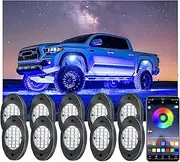 10 Pods RGB LED Rock Lights, Underglow Multicolor Neon Light Kit Wheel Well Light with APP Control & Music Mode, Under Glow Lights for Trucks,Jeep,SUV,Golf Cart,ATV,Pickup Off Road,12 V