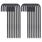 FEED GARDEN 12 Inch 16 Pack Rebar Stakes Heavy Duty J Hook, Galvanized Ground...