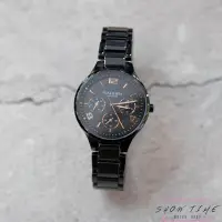 在飛比找蝦皮商城優惠-TIVOLINA 典雅三眼顯示半陶瓷腕錶-黑陶瓷x不鏽鋼/黑