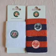 Roland Garros Paris Wrist Sweat Bands Duo Colour Set & Large Embroidered White