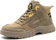 [SDEQA] Steel Toe Cap Shoes for Mens Soft and Durable Work Boots Puncture Proof Industrial Construction Boots Lightweight Safety Trainers