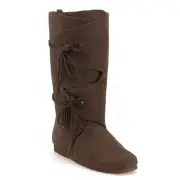 Renaissance Boot Men's Brown Faux Suede Side Lace Flat Costume Boot