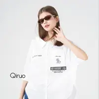在飛比找momo購物網優惠-【Qiruo 奇若名品】春夏專櫃白色七分袖襯衫2099A 休