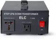 ELC T-1000 Watt Voltage Converter Transformer Step Up/Down 110v to 220v to 110v