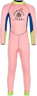 [Fldy] Kids Girls One Piece Zipper Keep Warm Surfing Diving Suit Sun Protection Rash Guard Swimsuit