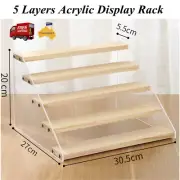 Wood Acrylic Display Stand Ladder Showcase Shelf Makeup Perfume Toy Rack Holder