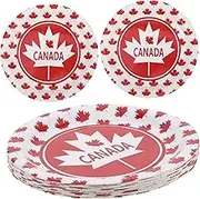 STOBAZA Festive Paper Plates Canada Day Decor Maple Leaf Pattern Party Supplies 24 Pack