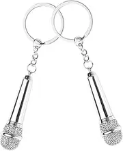 [LIFKOME] Microphone Keychain Metal Keychain Pendant Bag Hanging Decor Stylish Accessory Music Charm