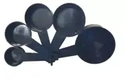 Plastic Measuring Cups Set with Coffee Spoon Measuring Scoops Set of 5 BLACK NEW