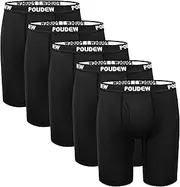 [poudew] Men's Underwear Active Performance Mesh Boxer Briefs (Regular or Long Leg), 5 Pack