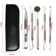 5 Pcs Dental Scraper Mirror Scaler Tweezers Tartar Calculus Plaque Remover Tool