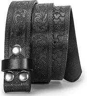 [UTOWO] Men Women Retro Belt Strap without Buckle 1.5" Wide Classic Western Embossed PU-Leather Belt for Jeans