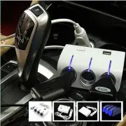 Car White Cigarette Lighter Socket Splitter 3Way Charger Adapter USB Port Socket