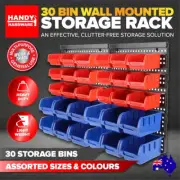 30xWall Mounted Parts Storage Bin Tool Organiser Board Tray Rack Workshop Box AU