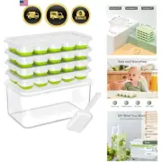 Ice Cube Tray with Lid and Bin 4 Pack Silicone Freezer Ice Maker Storage