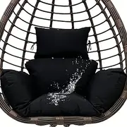 Egg Chair Cushion, Printed Hanging Chair Cushion, Waterproof, Fading-Resistant Egg Swing Pad for Outdoor Porch Backyard Patio Hammock Swing Replacement Cushions(Black)