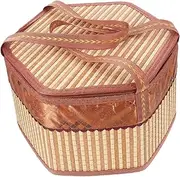 ELAYARD Handheld Woven Food Basket with Cover Bamboo Picnic Storage Holder for Fruits Stylish present Wrapping Basket and Practical Home Organizer