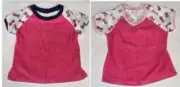 All natural, cotton toweling T shirt style dribble Bib/Coverall/Smock: Bows/pink
