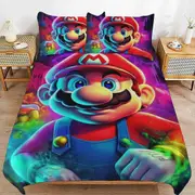 a1355 Super Mario Duvet Cover Set, 3 Piece Bedding Set 86x70" Double Sided Printing Decorative Comforter Cover Set (1 Duvet Cover + 2 Pillow Shams)" j