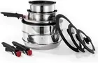 "ROYDX 20-Piece Stainless Steel Cookware Set, Detachable Handle, Induction-Compa
