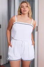 White Cami Top Crop Ric Rac
