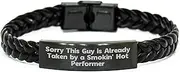 [Generic] Performer's Stylish Gift, Sorry This Guy Is Already Taken By A Smokin' Hot Performer Braided Leather Christmas Charm, Small, Leather, No Gemstone
