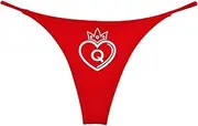 [NE Beauty] Queen Of Hearts Womens Thong (Pack of 1) Red White