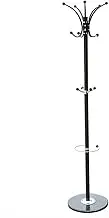 15 Hooks Coat Rack Metal Coat Hat Jacket Bags Hanger Rack Marble Base (black)