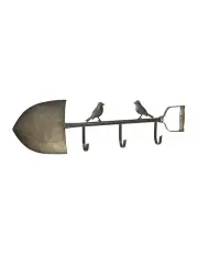 [Willow & Silk] Spade Decorative Metal Wall Art With Hooks in Distressed Black