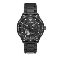 在飛比找蝦皮購物優惠-【Emporio Armani】鏤空機械手錶 黑色不鏽鋼鍊帶