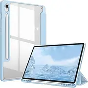 [FINTIE] Hybrid Slim Case for Samsung Galaxy Tab S10 FE/ S9 FE 5G 10.9 Inch/Tab S9 11 Inch with S Pen Holder, Shockproof Cover with Clear Transparent Back Shell, Auto Wake/Sleep, Blue