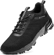 [Furuian] Steel Toe Shoes for Men Work Women Lightweight Air Cushion Sneakers Slip Resistant Safety Work Boots Indestructible Shoe