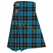 Scottish Handmade Traditional Ramsay Blue Ancient 8-yard Tartan Kilt For Men