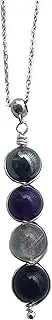 LFaize (Silvertone) Negative energy protection crystal necklace,Empath protection necklace,Hematite, Amethyst, Labradorite, Black tourmaline, Stainless Steel, hematite, amethyst, labradorite, black