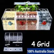 LED Light 4Grid Acrylic Betta Fish Tank Mini Desktop Aquarium Water Pump NEW AB