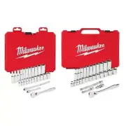 Milwaukee Ratchet + Socket Mechanics Tool Set 1/4" , 3/8" Drive SAE (54-Piece)