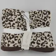 LOFT (2) Hand Towels Beige Tan Brown Cheetah Animal Print