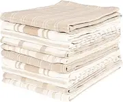 KAF Home Assorted Flat Kitchen Towels | Set of 10 Dish Towels, 100% Cotton - 18 x 28 inches | Ultra Absorbent Soft Kitchen Tea Towels | Perfect for Cooking, Cleaning, and Drying Hands (Beige)