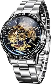 [Alienwork] IK Automatic Watch Men Women Skeleton Glass Base
